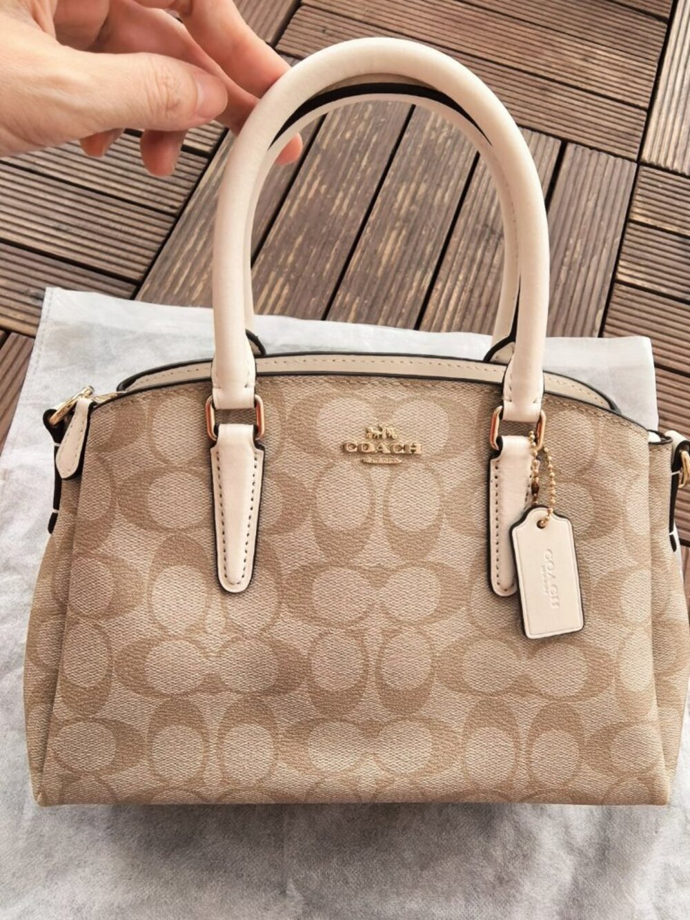 Coach Mini Satchel Signature Canvas Handbag.